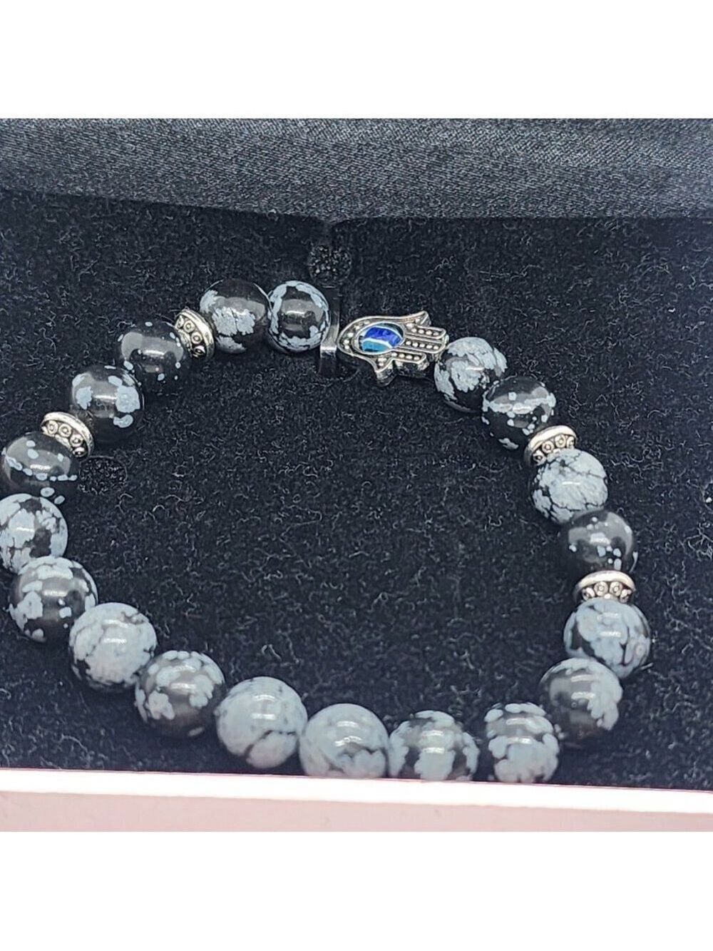 Brand New Hamsa  Snowflake Agate Bracelet